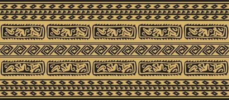 Vector seamless golden border ornament. Native American tribes framework.
