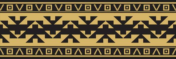 Native American vector gold seamless pattern. Endless Aztec, Maya, Inca ornament. Drawing for border and frame.