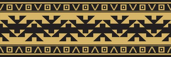 Native American vector gold seamless pattern. Endless Aztec, Maya, Inca ornament. Drawing for border and frame.