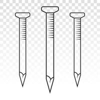 Wood fastener nails or concrete nails line art icon for apps and websites vector