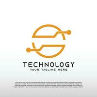 Abstract Technology logo with concept of initial S letter and networks. illustration element -vector vector