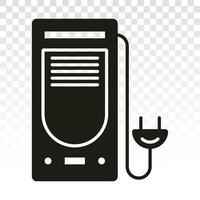 Desktop PC or personal computer with power plug flat icon for apps and websites vector