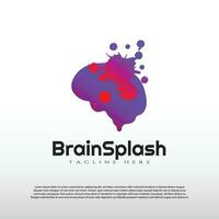 Human brain logo with splash design concept -vector vector