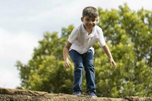 boy having fun outdoors photo