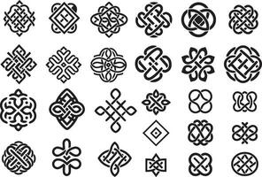 Set of Ancient Celtic Knotwork patterns and symbols vector