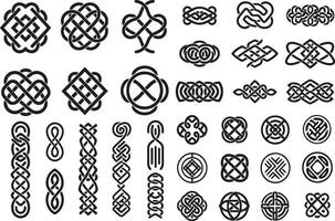 conjunto de antiguo céltico nudos patrones y símbolos vector