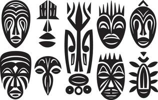 Set of African Tribal Masks, Tribal Masks vector illustration