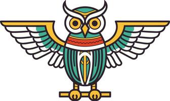 Egyptian owl with decorative elements vector illustration