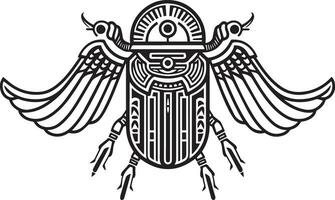 Egyptian scarab beetle with decorative elements vector illustration