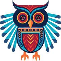 Egyptian owl with decorative elements vector illustration