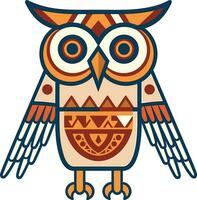 Egyptian owl with decorative elements vector illustration