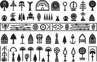 antiguo egipcio jeroglíficos y símbolos vector