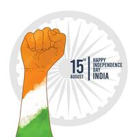 Flat india independence day illustration with fist vector