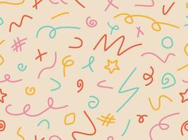 Seamless pattern fun colorful scribble vector