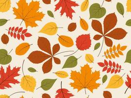 Seamless pattern with autumn leaves vector