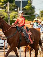 aporo, goiás, Brasil - 05 07 2023 lado de caballo montando evento abierto a el público foto