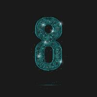 Abstract isolated blue image of a number eight. Polygonal illustration looks like stars in the blask night sky in spase or flying glass shards. Digital design for website, web, internet. vector