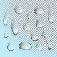 Set of vector water droplets on isolated background.