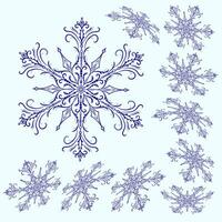 Set of snowflakes in different positions for Christmas and New Year's design vector