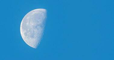 Moon during the day. Close up of the half moon. photo