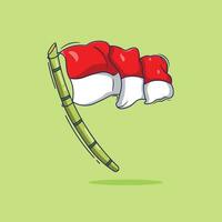 Flat vector illustration cartoon of indonesian flag