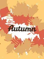 card autumn leaves and inscription on a white background, background for the web, vector illustration