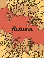 postcard autumn leaves and inscription, background for the web, vector illustration