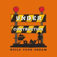 Under construction sign. Hand drawn vector illustration