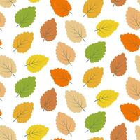 Seamless pattern of abstract leaves in trendy multicolored autumn colors. Vector Background texture