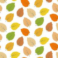 Seamless pattern of abstract leaves in trendy multicolored autumn colors. Vector Background texture