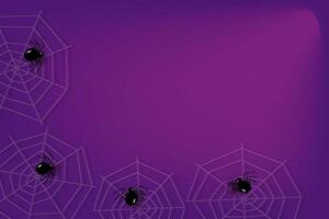 Abstract backdrop for Halloween in trendy purple colors with cobwebs, spiders and a beam of light vector