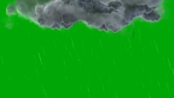 svart moln åtföljs förbi blixt- strejker tung regn, åskväder på en grön skärm video