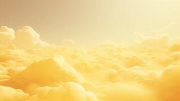 , Light yellow fantastic 3d clouds on the floor, sky and landscape. Gentle colors and with bright lights. photo