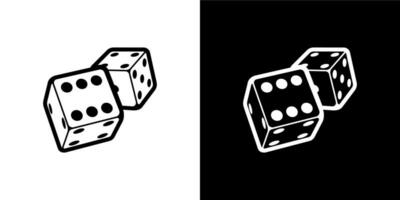 Dice logo on white and black background in isometric style for print and design. Vector illustration.