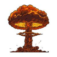 Mushroom cloud of nuclear explosion in pop art style. Vector illustration