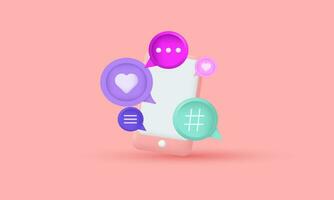 3d cartoon minimal social media video icon trendy style object symbols isolated on background vector