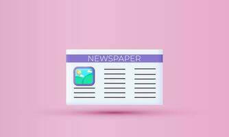 illustration newspaper reading holding icon 3d  symbols isolated on background vector