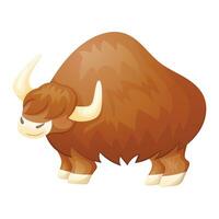 vector aislado dibujos animados ilustración de salvaje animal yak con cuernos.