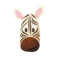 Vector isolated cartoon illustration of smiling zebra head