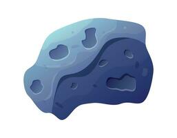Cartoon flying space asteroid with craters and bumps. Vector isolated stone.
