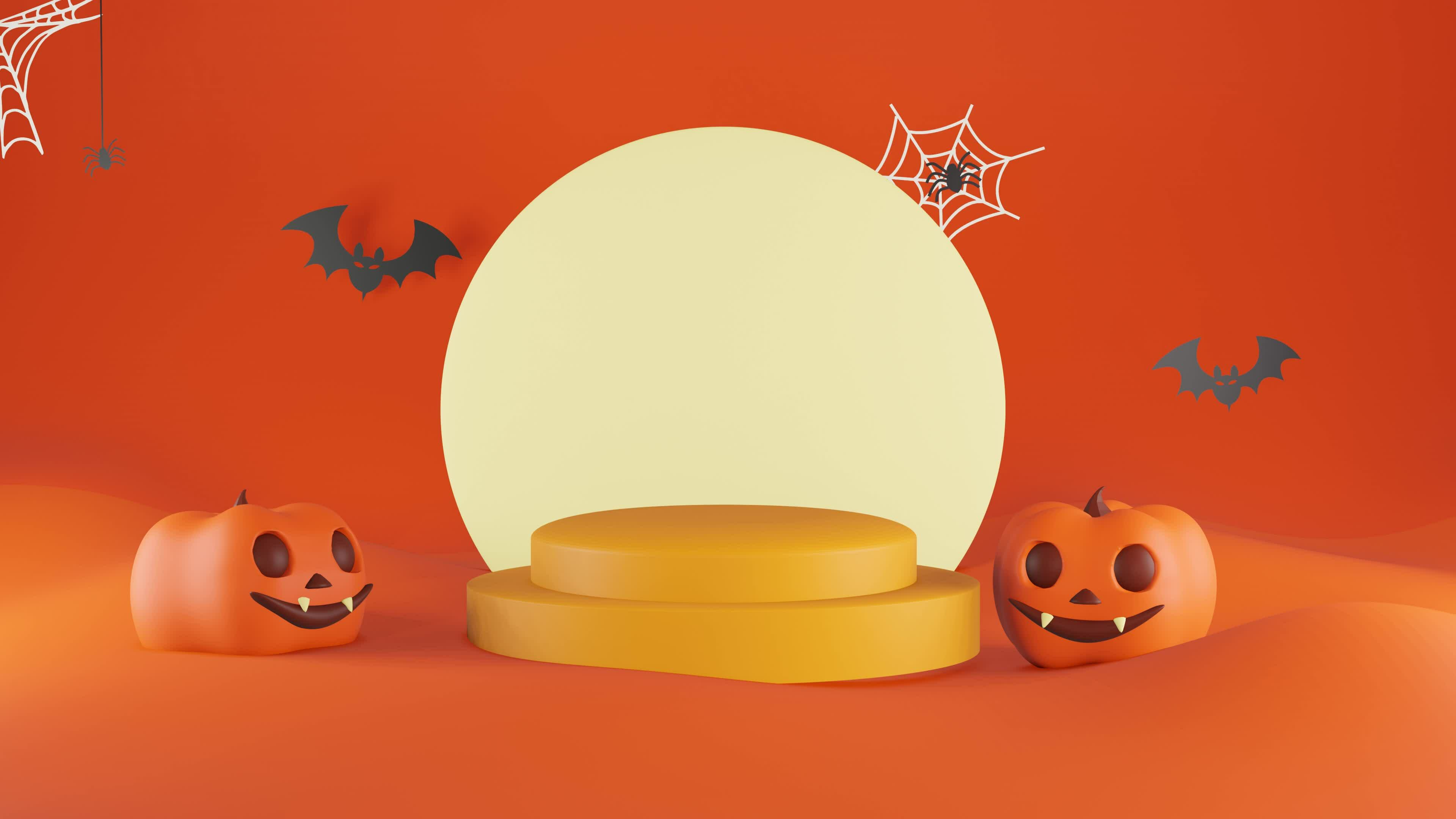 3D animation halloween social media post template, perfect for travel