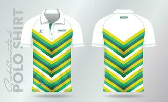 green yellow sublimation Polo Shirt mockup template design for badminton jersey, tennis, soccer, football or sport uniform vector