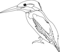 Hand drawn outline of a kingfisher vector