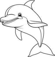 Hand drawn outline of a dolphin vector