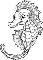 Hand drawn outline of a seahorse vector