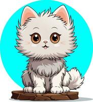 Little cute cat cartoon character vector