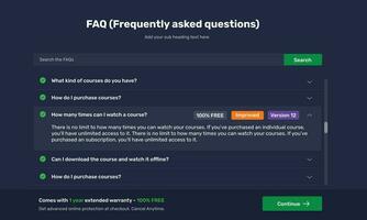 FAQ, frequently asked questions on any topic and answers to them. Template for website, social media, brochure. Question, answer layout in expand collapse accordion style for education and business. vector