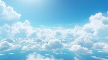 , Blue fantastic 3d clouds on the floor, sky and landscape. Gentle colors and with bright lights. photo