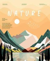 naturaleza y paisaje, contemporáneo artístico póster. vector