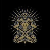 deer design with mountains of wayang vector